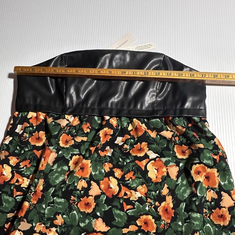 Anthropologie Mare Mare Faux Leather Floral Maxi Dress Side Slit Strapless L NWT - Picture 10 of 14